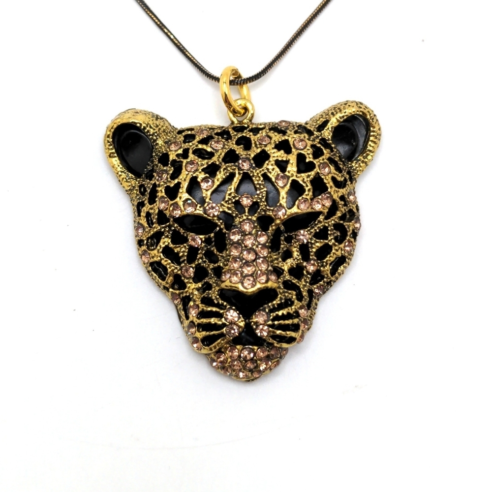 Jungle Cat Long Pendant Necklace